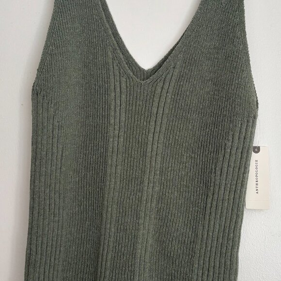 NWT Anthropologie Pilcro Double Strap Green Knit Tank Top (size L) - Picture 3 of 5